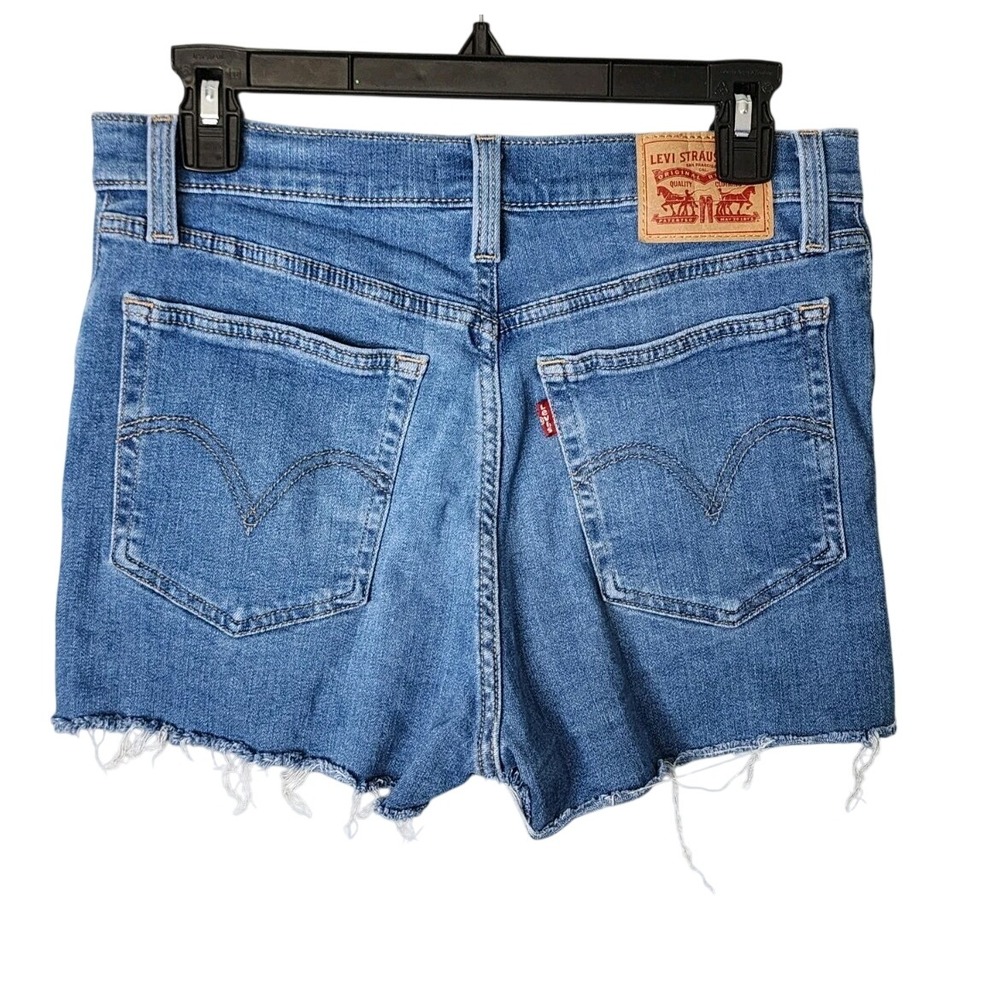 Levi's High Rise Shorts Womens 30 Blue Distressed Denim Frayed Hem Cut-Off Boho